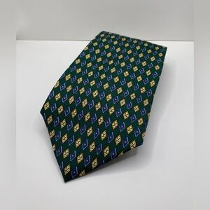 Chaps Ralph Lauren Men's All Silk Tie - Green Diamond Golf Theme